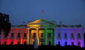 White House lit in rainbow colors