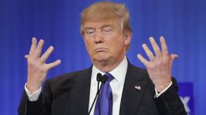 Trump holding up hands with tiny fingers