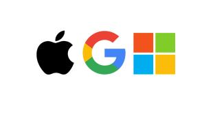 3 logos: Apple, Google, Microsoft